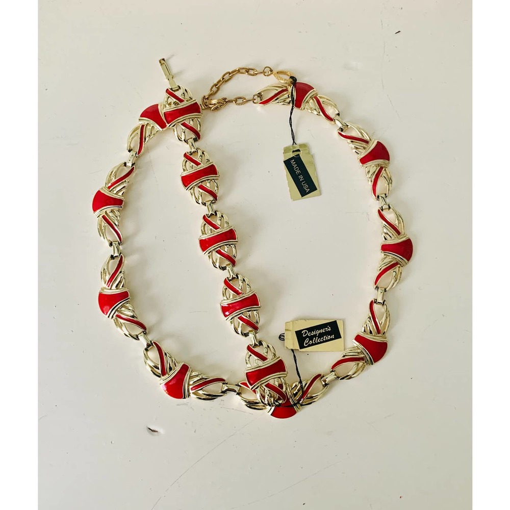 Mid Century Enamel Necklace Bracelet Set